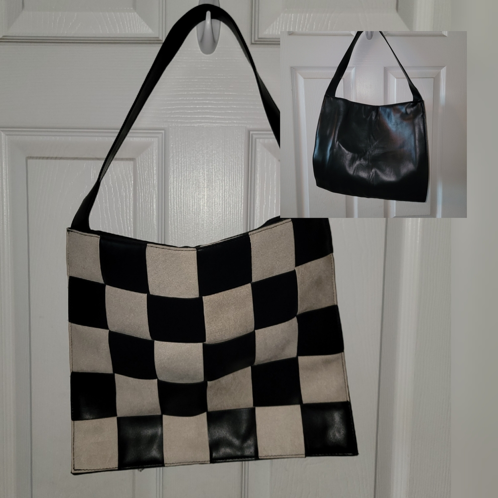 Black and White Checkered Women's Bag - Picture 1 of 2